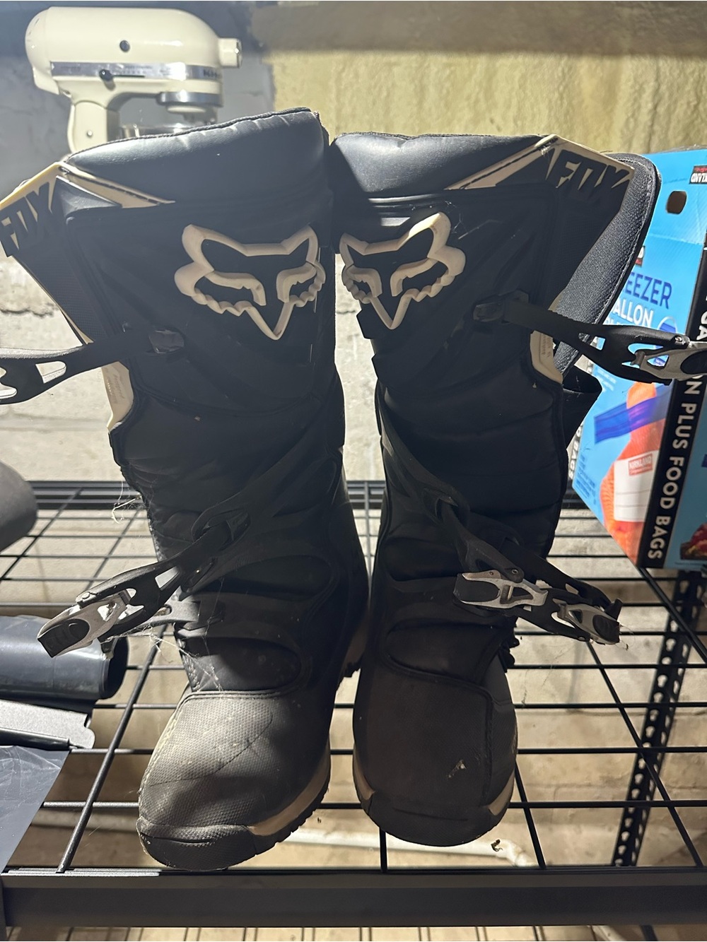 Fox Black and White Motocross Boots with Logo